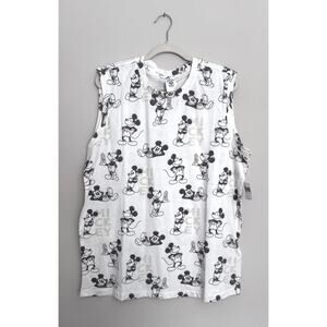 Disney Parks Mickey Mouse Men's Sleeveless Shirt Top White Gray Large NWT
